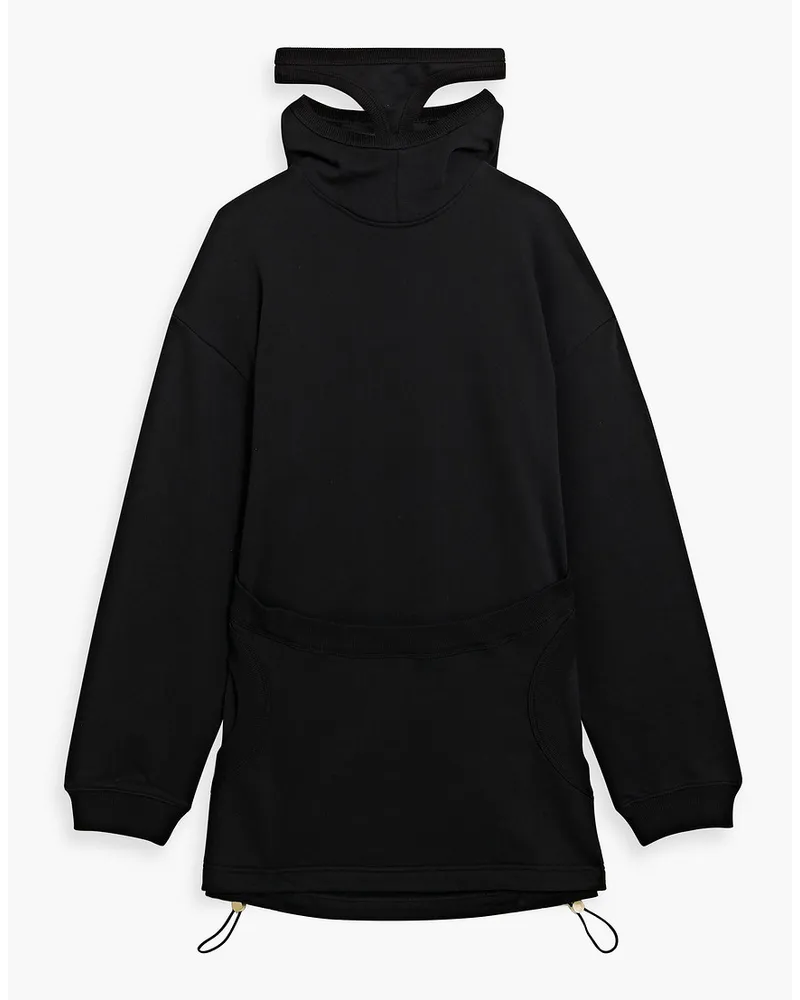 Dion Lee Oversized layered French cotton-terry hoodie - Black Black