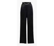 Laura crystal-embellished silk-satin wide-leg pants - Black