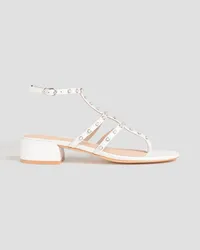 Stuart Weitzman Faux pearl-embellished leather sandals - White White