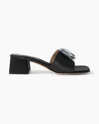 Gianvito Rossi Jaipur 45 embellished satin mules - Black Black