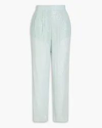 ROTATE Birger Christensen Embellished tulle straight-leg pants - Blue Blue