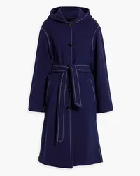 Marni Topstitched wool-blend felt hooded coat - Blue Blue