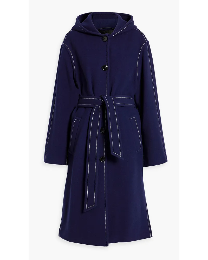 Marni Topstitched wool-blend felt hooded coat - Blue Blue