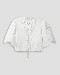 Sea Tali cropped broderie anglaise cotton and linen-blend top - White White