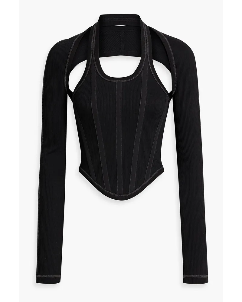 Dion Lee Cutout ribbed cotton-blend top - Black Black