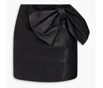 Bow-embellished leather mini skirt - Black