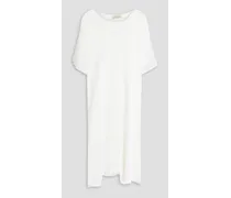 Open-knit cotton-blend poncho - White