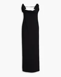 Jacquemus Fold-over twist-front stretch-knit maxi dress - Black Black