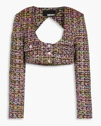 ROTATE Birger Christensen Cropped cutout bouclé-tweed jacket - Multicolor Multicolor