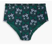 Nopal ruffled floral-print high-rise bikini bottoms - Green