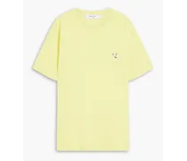 Embroidered cotton-jersey T-shirt - Yellow