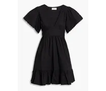 Roda gathered cotton-poplin mini dress - Black