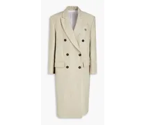 Double-breasted linen coat - Neutral