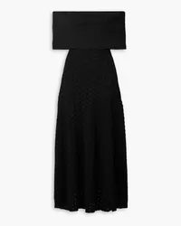 Adam Lippes Bardot off-the-shoulder jacquard-knit maxi dress - Black Black