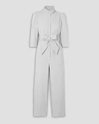 Anna Mason Romy belted striped cotton jumpsuit - White White