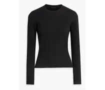 Ribbed cotton-blend sweater - Black