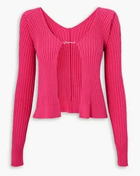 Jacquemus Pralù embellished ribbed-knit cardigan - Pink Pink