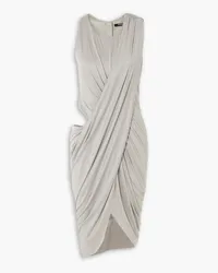 Balmain Draped cutout stretch-jersey midi dress - Gray Gray