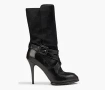 TOD'S Buckled leather and calf hair boots - Black Black