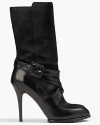 TOD'S Buckled leather and calf hair boots - Black Black