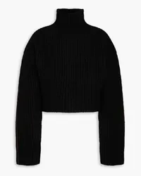 Acne Studios Cropped ribbed wool turtleneck sweater - Black Black