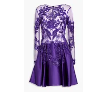 Embellished silk-blend tulle and satin mini dress - Purple