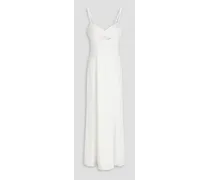 Flared cutout crepe de chine maxi dress - White