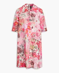 Marni Floral-print cotton shirt dress - Orange Orange