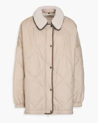 Brunello Cucinelli Bead-embellished quilted shell jacket - Neutral Neutral