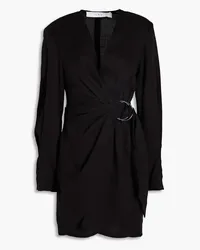 IRO Ruched Lyocell twill mini wrap dress - Black Black