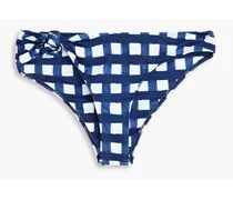 Vichy knotted gingham low-rise bikini briefs - Blue