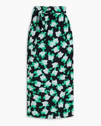 Diane von Furstenberg Elma floral-print cady midi wrap skirt - Green Green