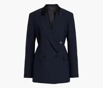 Double-breasted wool-blend blazer - Blue