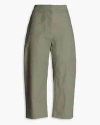 Jil Sander Cropped cotton-canvas straight-leg pants - Green Green