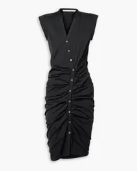 Veronica Beard Ruched stretch-cotton poplin midi dress - Black Black