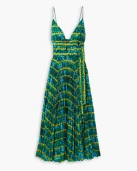 Altuzarra Winda pleated tie-dyed crepe de chine maxi dress - Green Green