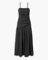 RHODE Natalia ruched duchesse-satin maxi dress - Black Black