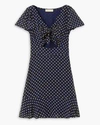 Michael Kors Astor cutout polka-dot recycled-georgette mini dress - Blue Blue