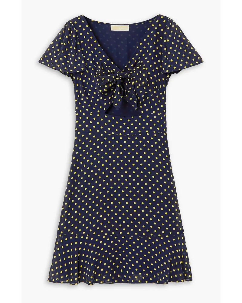 Michael Kors Astor cutout polka-dot recycled-georgette mini dress - Blue Blue