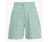 Zelmo printed appliquéd cotton-twill shorts - Green