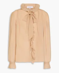 Frame Denim Pussy-bow ruffled silk-chiffon shirt - Neutral Neutral