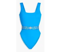 La Greca jacquard-trimmed swimsuit - Blue