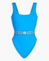 Versace Vita jacquard-trimmed swimsuit - Blue Blue