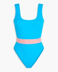 Versace Vita jacquard-trimmed swimsuit - Blue Blue