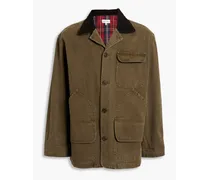 Frontier corduroy-trimmed cotton-canvas jacket - Green