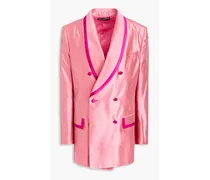 Double-breasted silk-dupioni blazer - Pink