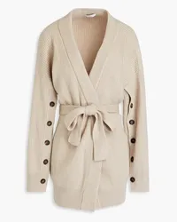 Brunello Cucinelli Belted ribbed cashmere cardigan - Neutral Neutral