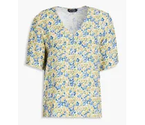 Floral-print crepe blouse - Yellow