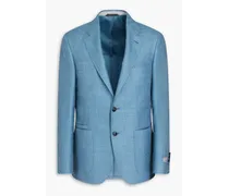 Wool, silk and linen-blend twill blazer - Blue