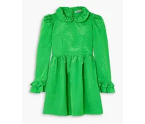 Gathered moiré mini dress - Green
